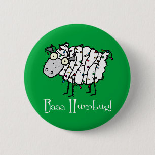 Baaa Bah Humbug Funny Kerstmis Ronde Button 5,7 Cm