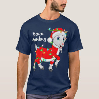Baaa Humbug Goat Lover Xmas Lights Santa Goat Chri T-shirt
