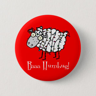 Baaa Humbug Kerstmis Ronde Button 5,7 Cm