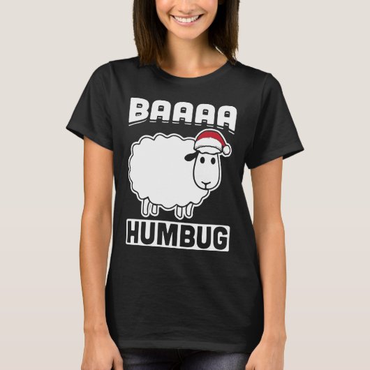 Baaaa Humbug Funny Sheep Anti Xmas Scrooge Grumpy T-shirt (Voorkant)