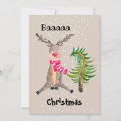 Baaaaaaa Kerstmis Waterverf Reindester Feestdagenkaart (Voorkant)
