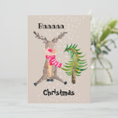 Baaaaaaa Kerstmis Waterverf Reindester Feestdagenkaart (Staand voorkant)