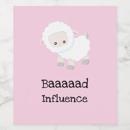 Baaaad Invloed Custom Schattige Lamb Sheep Wijn Etiket (Enkel label)