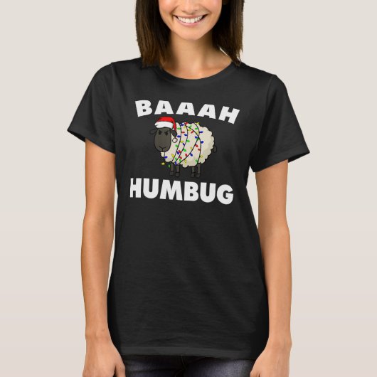 Baaah Humbug Anti-Christmas Sheep shirt Funny Shee (Voorkant)