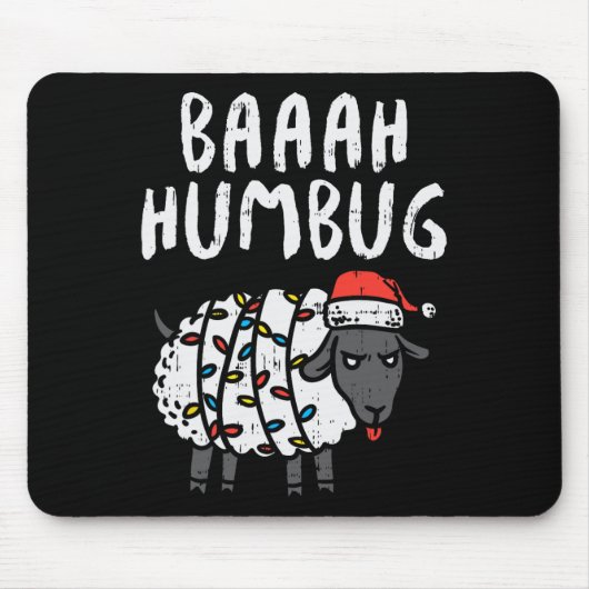 Baaah Humbug Schaap Xmas Lights Fun Anti Kerst Muismat (Voorkant)