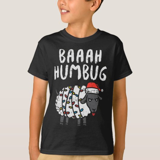 Baaah Humbug Schaap Xmas Lights Fun Anti Kerst T-shirt (Voorkant)