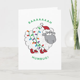 Baaah Humbug Sheep gewikkeld in kerstlampjes Ca Kaart