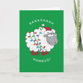Baaah Humbug Sheep met kerstlampjes Kaart (Voorkant)