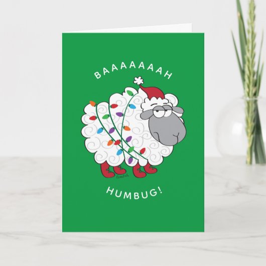 Baaah Humbug Sheep met kerstlampjes Kaart (Voorkant)