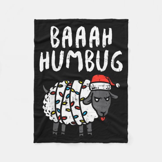 Baaah Humbug Sheep Xmas Lights Funny Anti Christma Fleece Deken (Voorkant)