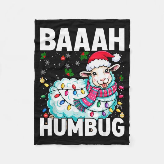 Baaah Humbug Sheep Xmas Lights Funny Anti Christma Fleece Deken (Voorkant)
