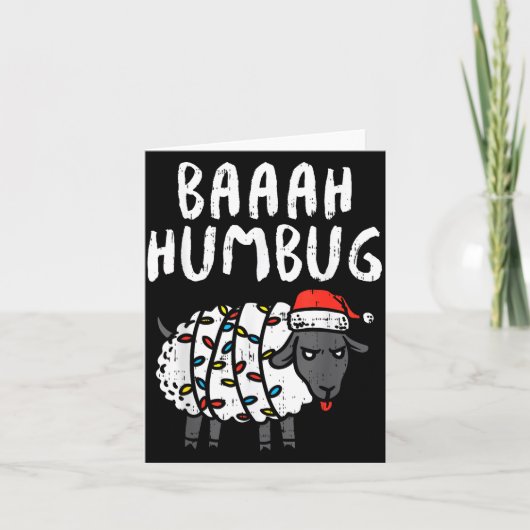Baaah Humbug Sheep Xmas Lights Funny Anti Christma Kaart (Voorkant)