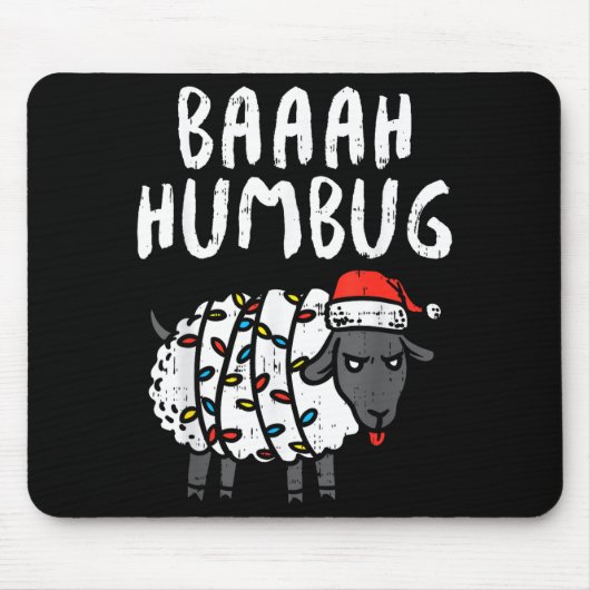 Baaah Humbug Sheep Xmas Lights Funny Anti Christma Muismat (Voorkant)