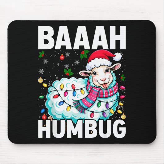 Baaah Humbug Sheep Xmas Lights Funny Anti Christma Muismat (Voorkant)