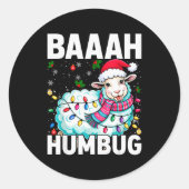 Baaah Humbug Sheep Xmas Lights Funny Anti Christma Ronde Sticker (Voorkant)