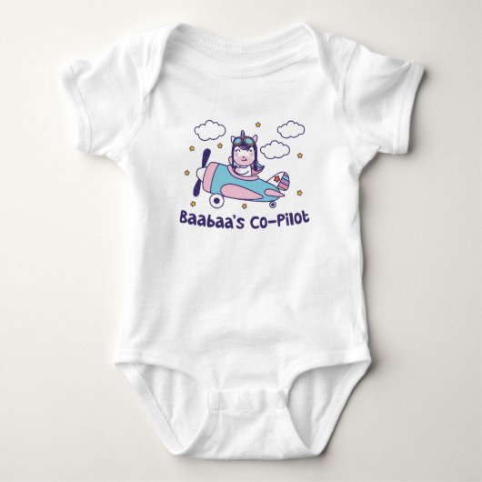 Baabaa's Co-Pilot - Eenhoringvliegtuig Romper (Voorkant)