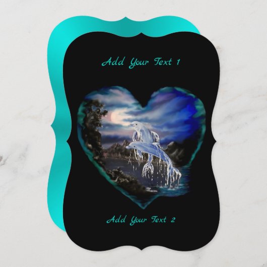 Baai bij nacht, Dolphin Love Kaart (Voorkant / Achterkant)