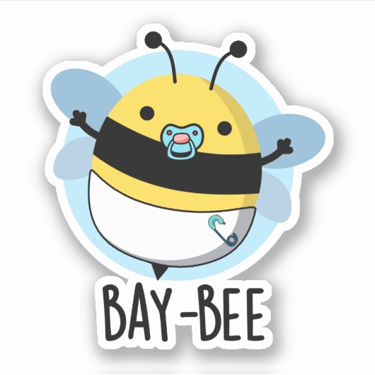 Baai-bijen Funny Baby Bee Pun Sticker (Voorkant)