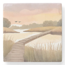 Baai Boardwalk | Luchtig kustwaterverfschilderij