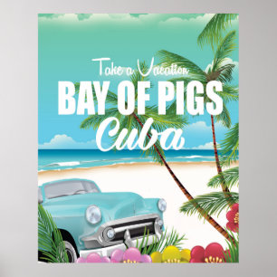 Baai der Varkens, Cuba strand vakantieposter Poster