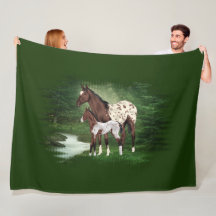 Baai en Witte Dekentel Appaloosa Merrie en Veulen
