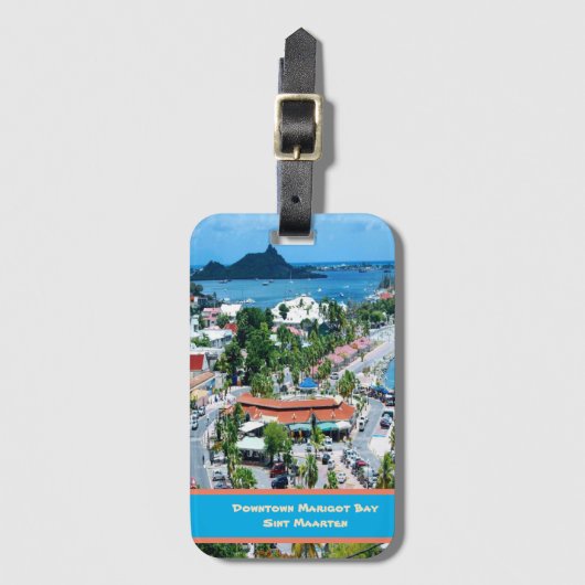 Baai in het centrum van Marigot, Sint Maarten Bagagelabel (Voorkant (verticaal))