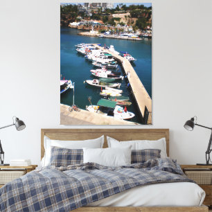 Baai met cruiseschepen in de oude stad van Antalya Canvas Afdruk