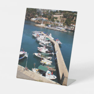 Baai met cruiseschepen in de oude stad van Antalya Reclamebord Met Voetstuk