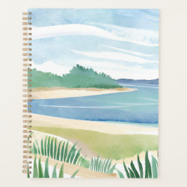 Baai met strandgras | Aquarel oceaan kustzee Planner