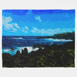 Baai op weg naar Hana Maui Abstract Fleece Deken