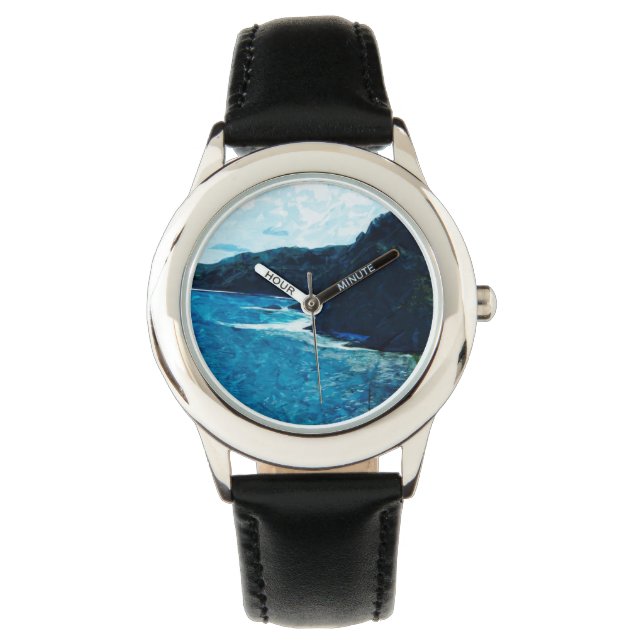 Baai op weg naar Hana Maui Abstract Horloge (Voorkant)