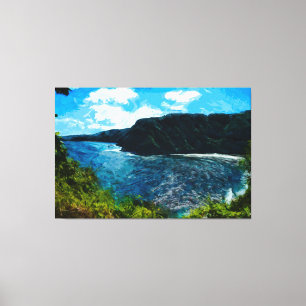 Baai op weg naar Hana Maui Hawaii Abstract Canvas Afdruk