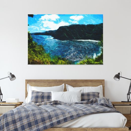 Baai op weg naar Hana Maui Hawaii Abstract Canvas Afdruk (Insitu (Slaapkamer))