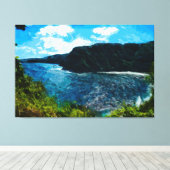 Baai op weg naar Hana Maui Hawaii Abstract Canvas Afdruk (Insitu (Houten vloer))