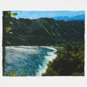 Baai op weg naar Hana Maui Hawaii Abstract Fleece Deken (Voorkant (Horizontaal))