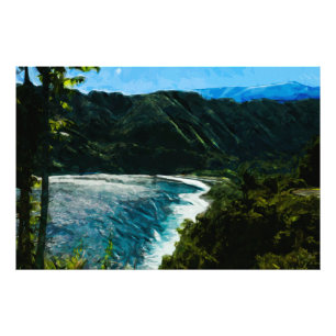 Baai op weg naar Hana Maui Hawaii Abstract Foto Afdruk