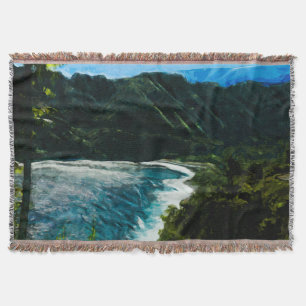 Baai op weg naar Hana Maui Hawaii Abstracte Deken