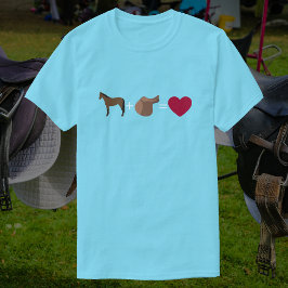 Baai paard + zadel = hart | Schattigee ruitersport T-shirt