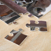 Baai Pinto Amish Buggy Horse in Kalona, Iowa Legpuzzel (Zijkant)