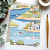 Baai van boten | Moderne aquarelschildering Briefkaart