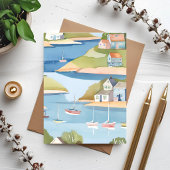 Baai van boten | Moderne aquarelschildering Briefkaart