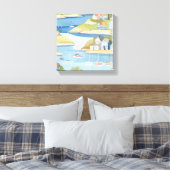 Baai van boten | Moderne aquarelschildering Canvas Afdruk (Insitu (Slaapkamer))