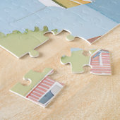 Baai van boten | Moderne aquarelschildering Legpuzzel (Zijkant)