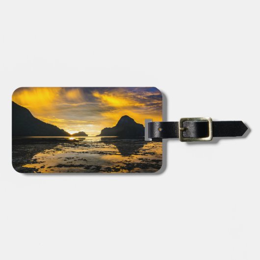 Baai van El Nido Zonsondergang Bagagelabel (Voorkant horizontaal)