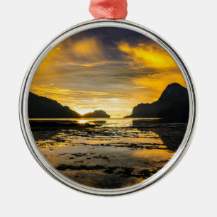 Baai van El Nido Zonsondergang Metalen Ornament