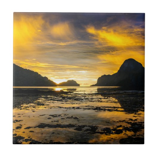 Baai van El Nido Zonsondergang Tegeltje (Voorkant)