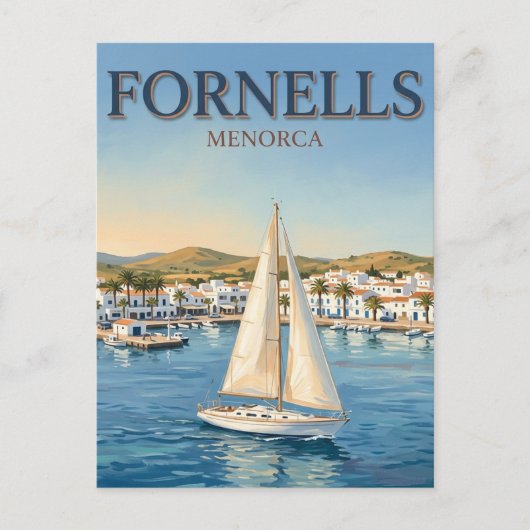 Baai van Fornells Spanje Briefkaart (Voorkant)