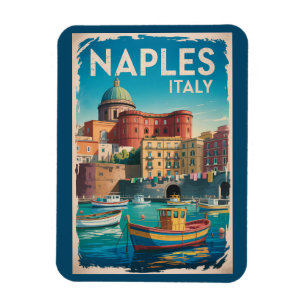 Baai van Napels Italië Illustratie Reis Kunst Vint Magneet