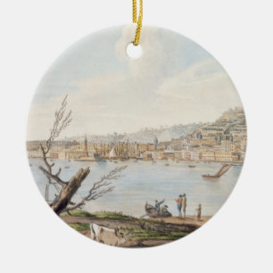 Baai van Napels vanaf de kust van zee bij de Madda Keramisch Ornament