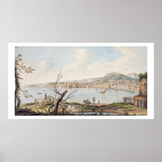 Baai van Napels vanaf de kust van zee bij de Madda Poster (Voorkant)